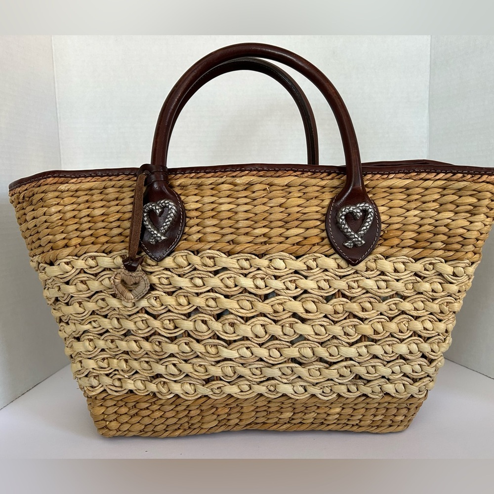 Vintage Brighton Tan and Brown Woven Tote